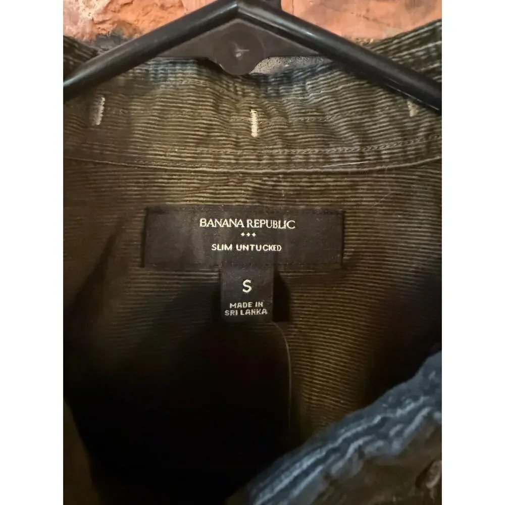 NWT Banana Republic Men's Corduroy Shirt Green Button Down